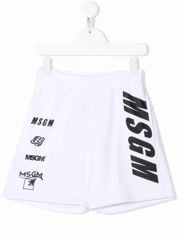  Msgm Kids Bermudas Con Logo Estampado - Blanco 
