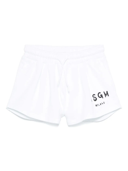 Msgm Kids Bermudas Con Logo Estampado - Blanco 