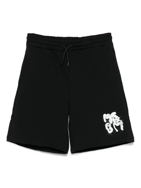  Msgm Kids Bermudas Con Logo Estampado - Negro 