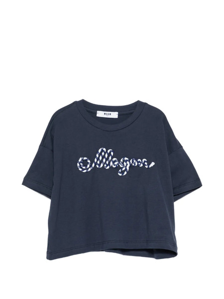  Msgm Kids Camiseta Bordada - Azul 