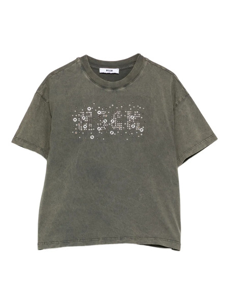  Msgm Kids Camiseta Con Apliques - Gris 