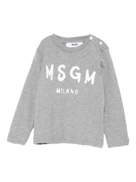  Msgm Kids Camiseta Con Logo Estampado - Gris 