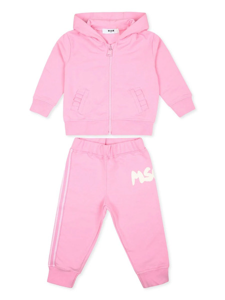  Msgm Kids Chándal Con Logo Estampado - Rosa 