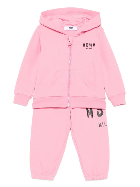  Msgm Kids Chándal Con Logo Estampado - Rosa 