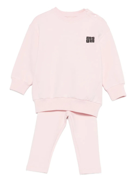  Msgm Kids Chándal Con Logo Estampado - Rosa 