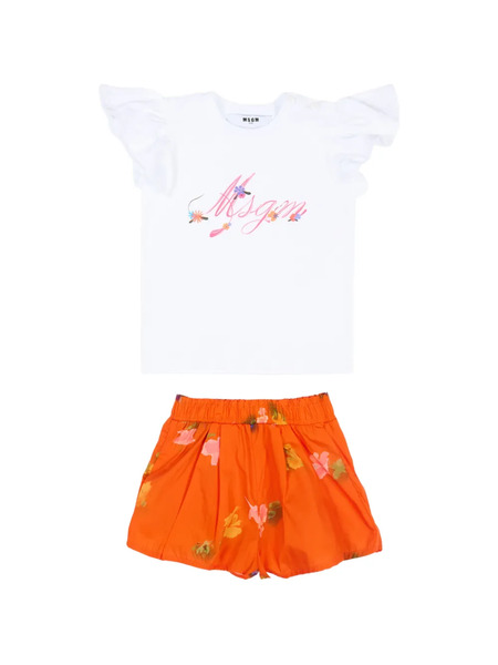  Msgm Kids Conjunto Con Volantes - Blanco 