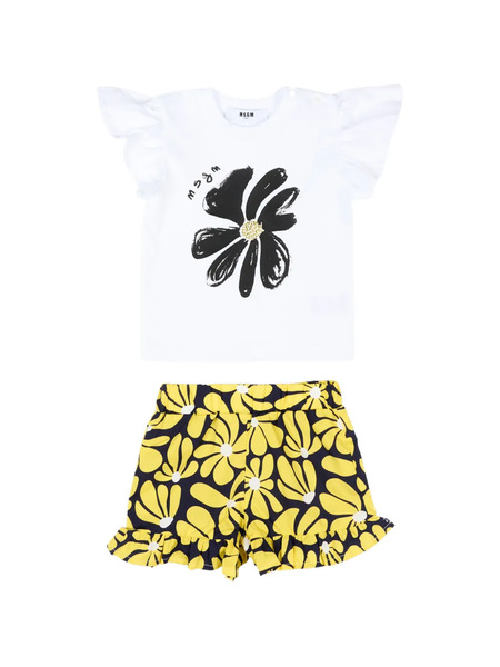  Msgm Kids Conjunto Con Volantes Y Estampado Floral - Blanco 