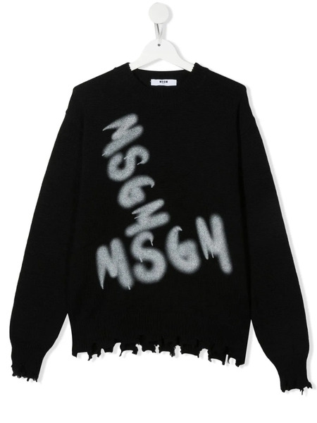  Msgm Kids Jersey Con Logo - Negro 