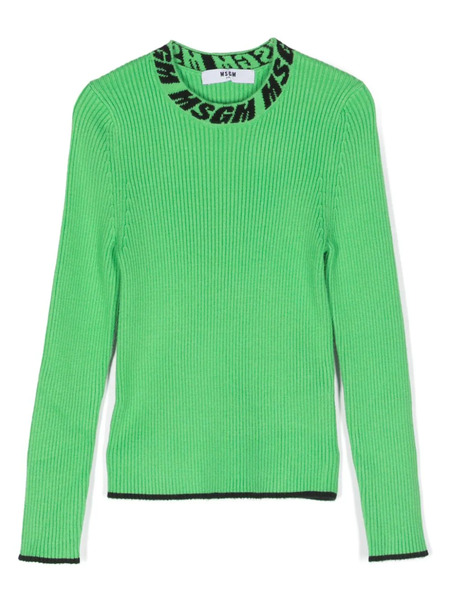  Msgm Kids Jersey De Canalé - Verde 