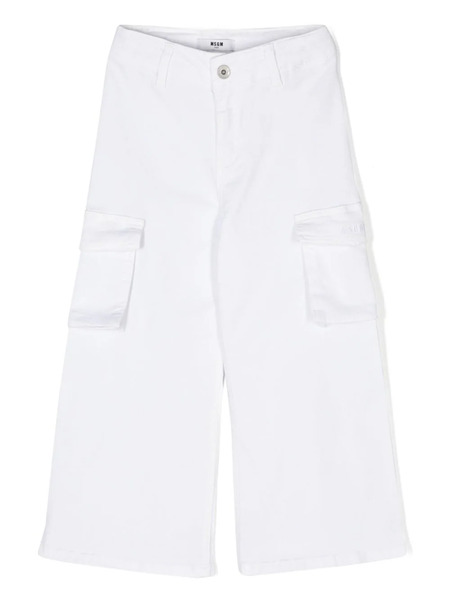  Msgm Kids Pantalones De Sarga - Blanco 