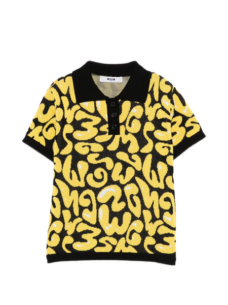  Msgm Kids Polo Estampado - Amarillo 