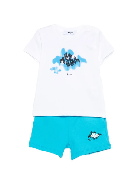  Msgm Kids Set De Bermudas Estampadas - Azul 