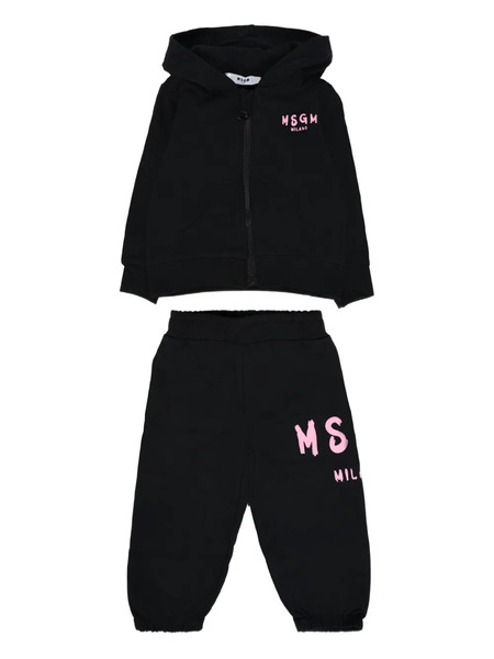  Msgm Kids Set De Chándal Con Logo Estampado - Negro 