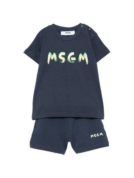  Msgm Kids Set De Pantalones Cortos Con Logo Estampado - Azul 