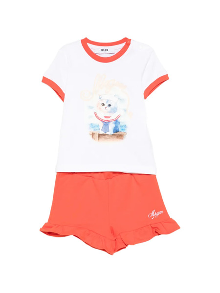  Msgm Kids Set De Pantalones Cortos De Algodón - Naranja 