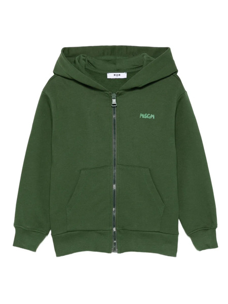  Msgm Kids Sudadera Con Capucha Y Logo - Verde 