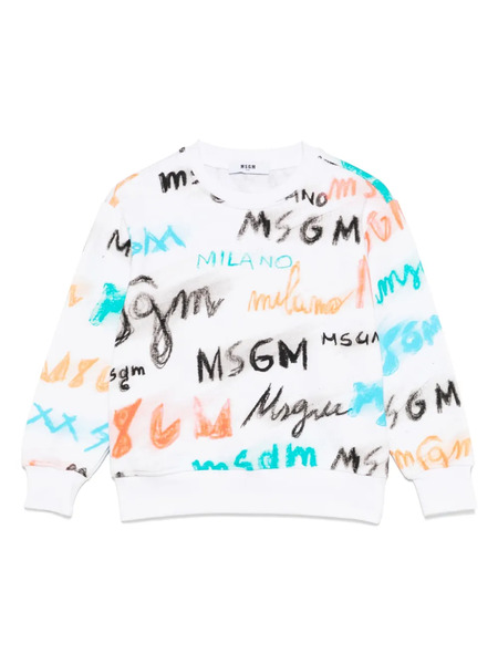  Msgm Kids Sudadera Con Logo Estampado - Blanco 