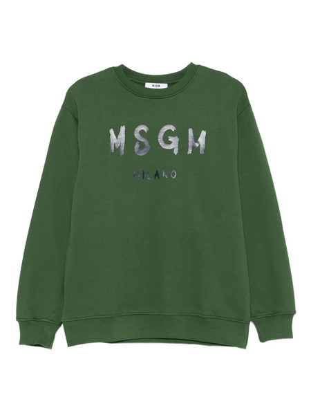  Msgm Kids Sudadera Con Logo Estampado - Verde 