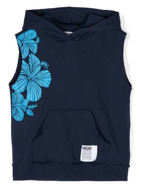  Msgm Kids Sudadera Sin Mangas Con Estampado Floral - Azul 