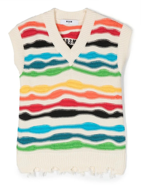  Msgm Kids Top Con Efecto Envejecido - Neutro 