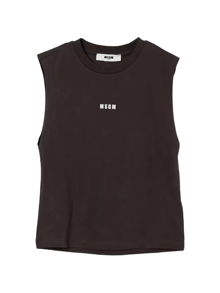  Msgm Kids Top Con Logo Estampado - Gris 
