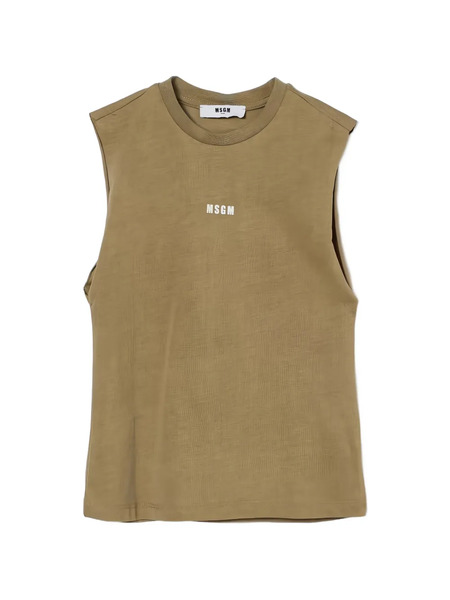  Msgm Kids Top Con Logo Estampado - Neutro 