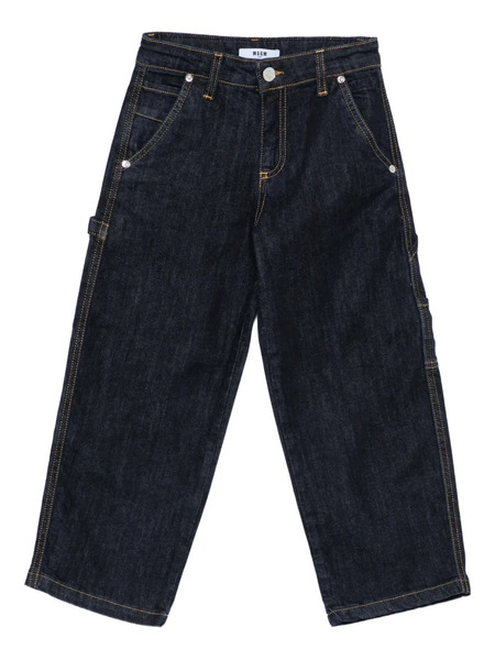  Msgm Kids Vaqueros Con Parche Del Logo - Azul 