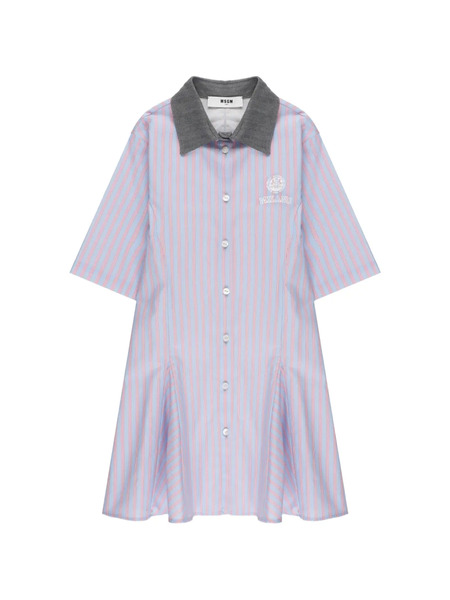  Msgm Kids Vestido A Rayas - Azul 