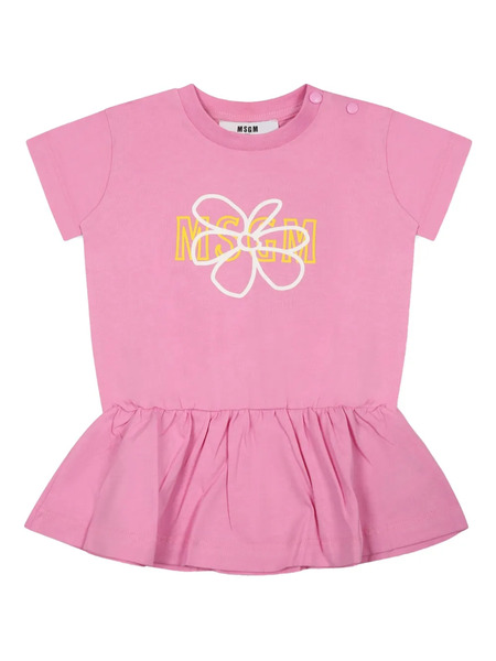  Msgm Kids Vestido Con Logo Estampado - Verde 