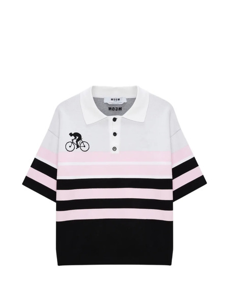  Msgm Polo A Rayas - Negro 