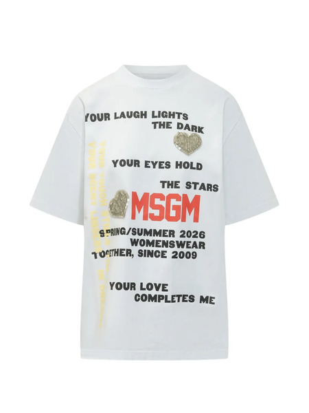  Msgm Sudadera Con Apliques Gráficos - Blanco 