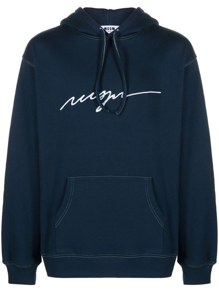  Msgm Sudadera Con Capucha Y Logo Bordado - Azul 