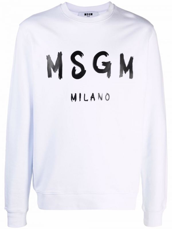  Msgm Sudadera Con Logo Y Cuello Redondo - Blanco 
