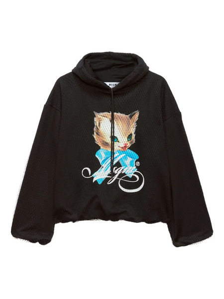  Msgm Sudadera Cute Kitty Con Capucha - Negro 
