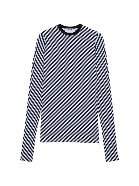  Msgm Top A Rayas De Manga Larga - Azul 