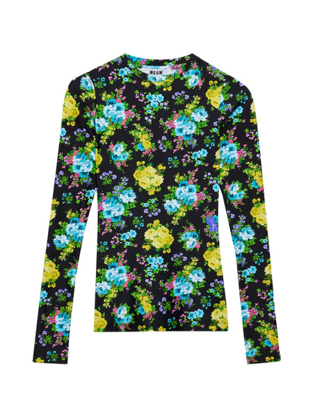  Msgm Top Con Detalle Floral - Negro 