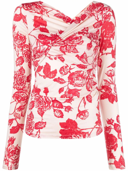  Msgm Top Con Estampado Floral - Rosa 