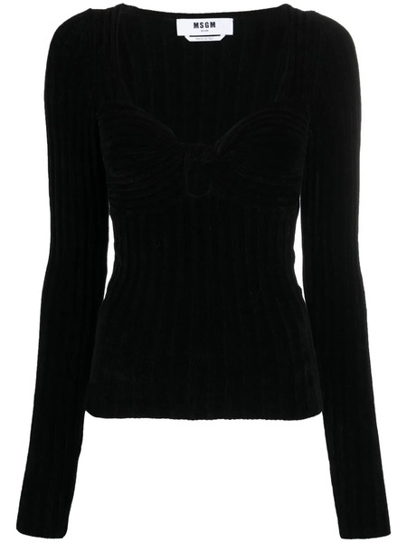  Msgm Top Con Frontal Retorcido - Negro 