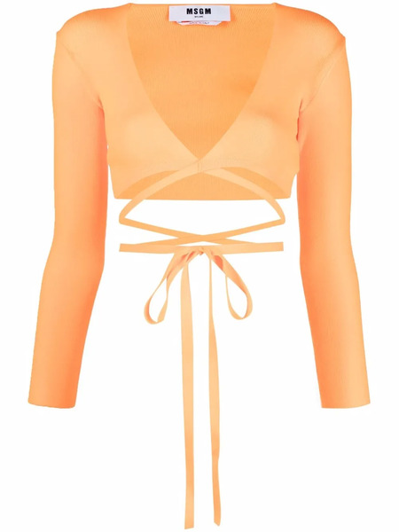  Msgm Top Corto Cruzado - Naranja 