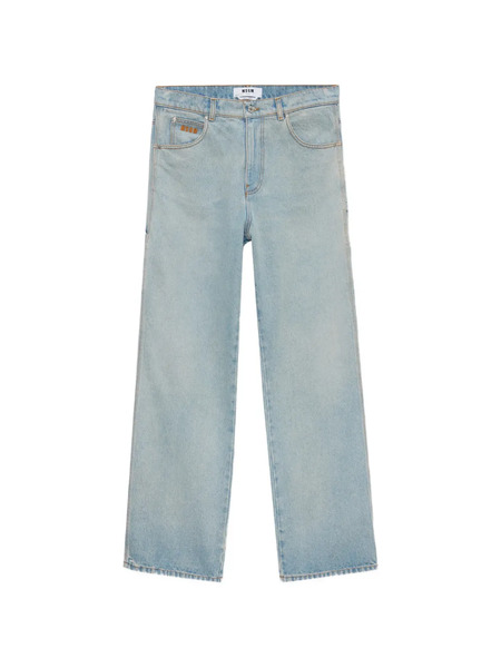  Msgm Vaqueros Con Logo Bordado - Azul 