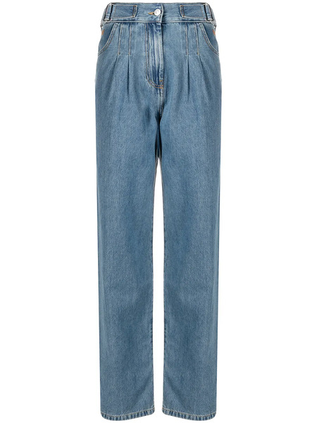  Msgm Vaqueros Rectos Con Pliegues - Azul 