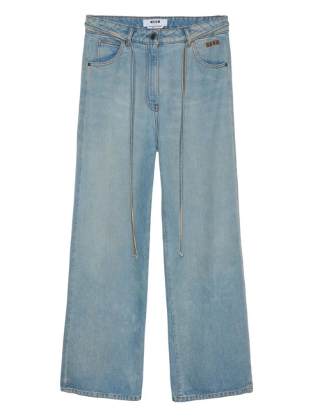  Msgm Vaqueros Rectos De Algodón - Azul 