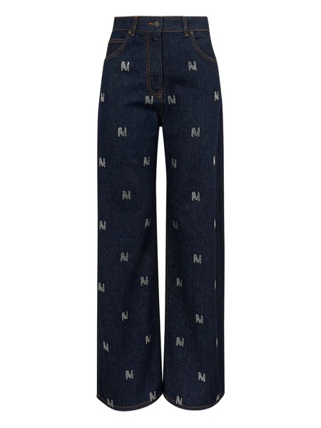  Msgm Vaqueros The Mwave Con Apliques De Strass - Azul 