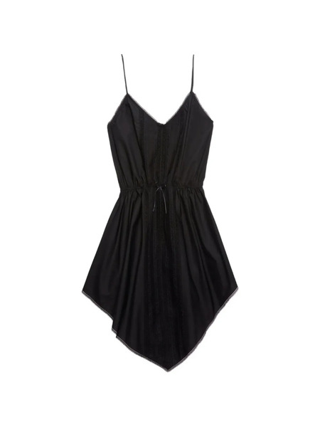  Msgm Vestido Asimétrico Con Ribete De Encaje - Negro 