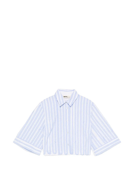  Mtl Studio Camisa Corto A Rayas - Azul 