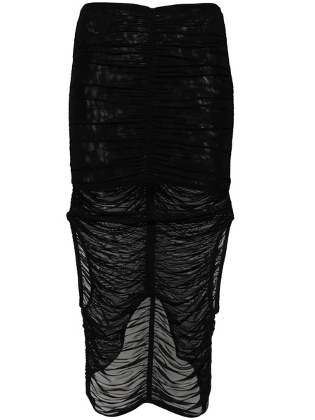  Mugler Falda Midi Drapeada - Negro 
