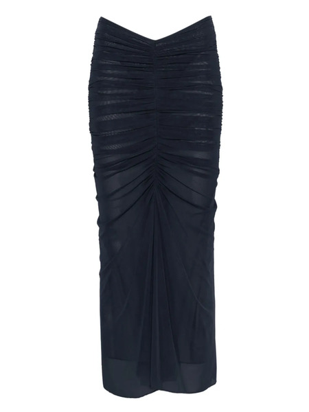  Mugler Falda Midi Fruncida De Malla - Azul 