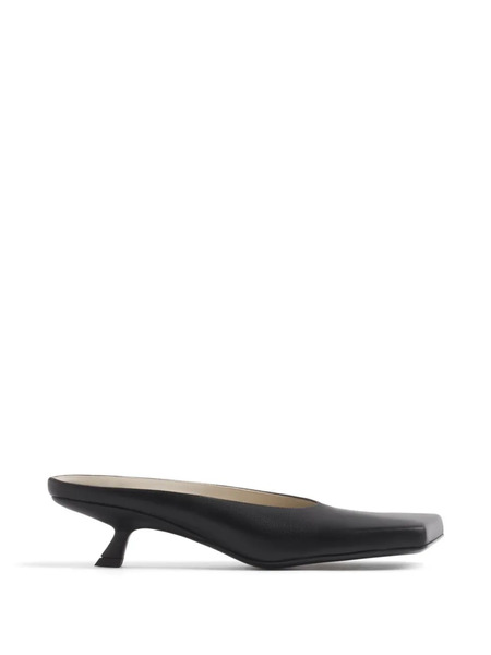  Mugler Mules Con Puntera Cuadrada - Negro 