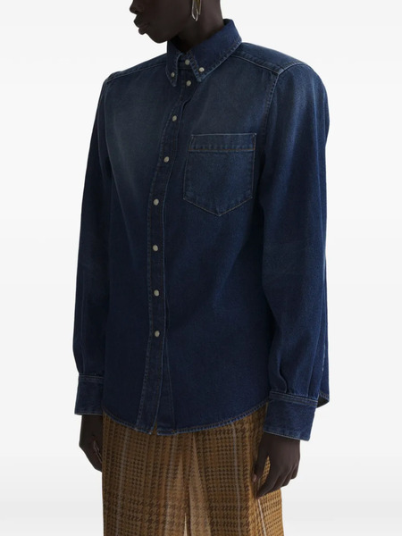  Mugler Shoulder Padded Denim Shirt - Azul 