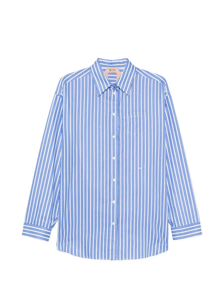  Nº21 Camisa Con Bolsillo A Rayas - Azul 